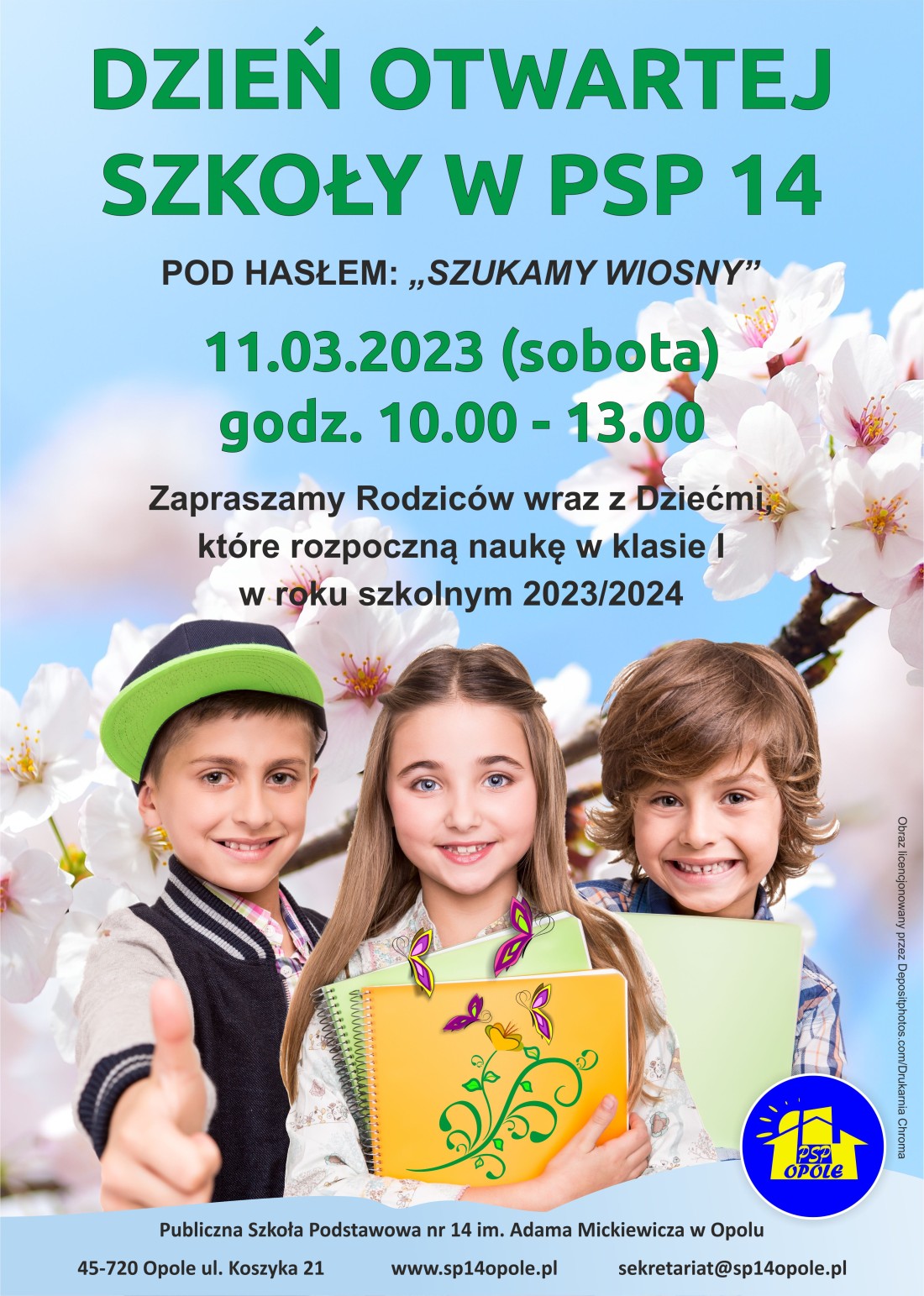 Dzień otwartej szkoły - 11 marca 2023 r. - plakat informacyjny