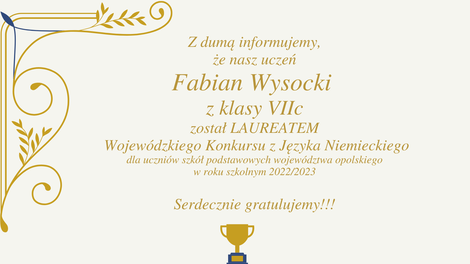 Laureat j. niemieckiego - Fabian Wysocki