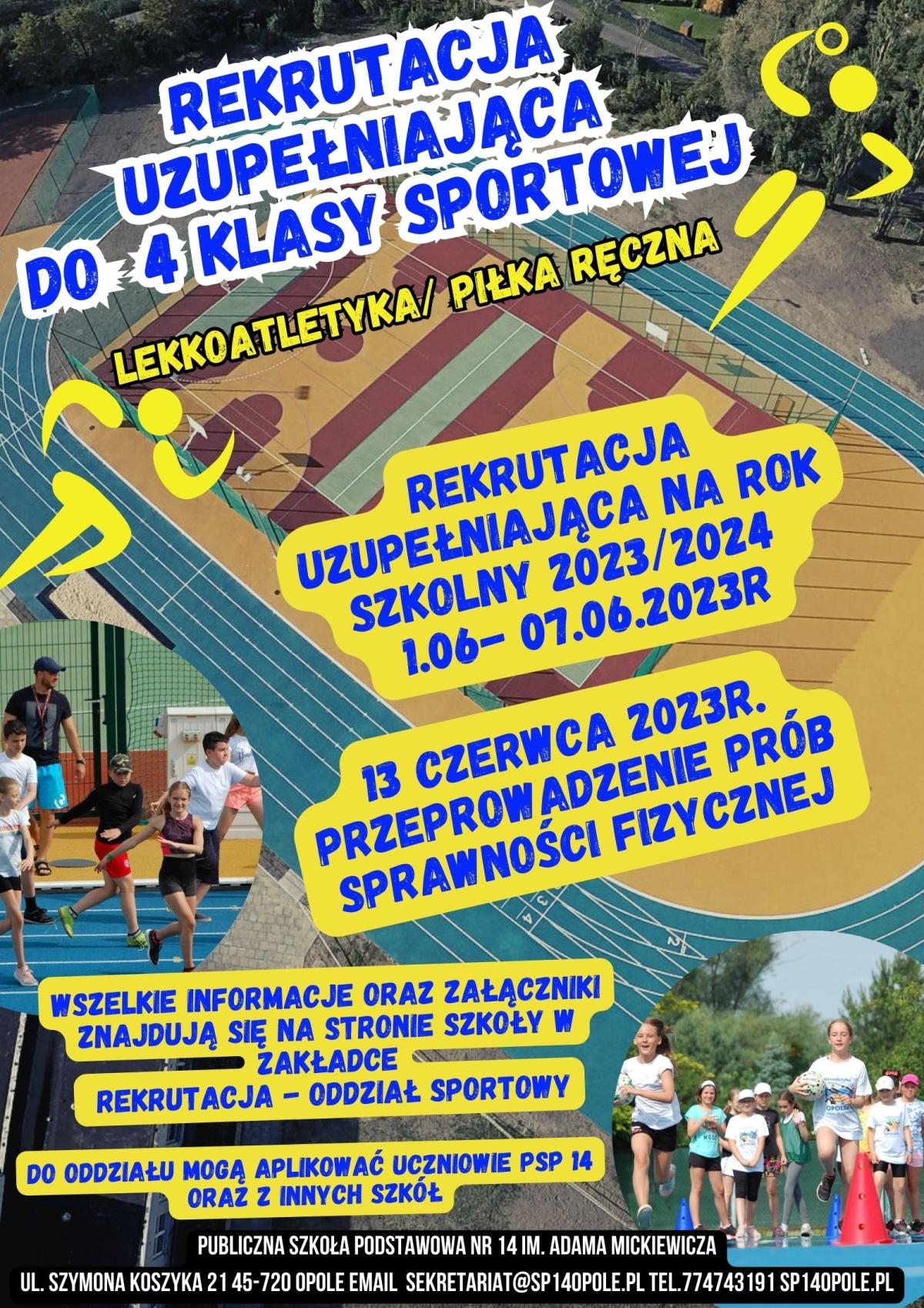 Rekrutacja uzupełniająca do kl. 4 sportowej