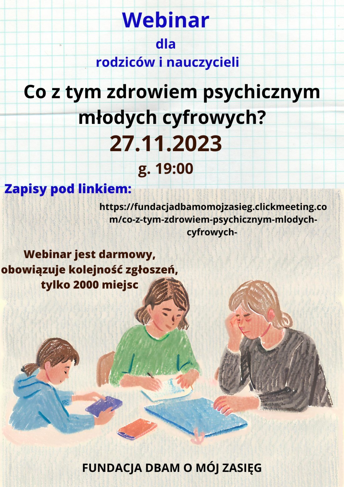 Webinar dla rodziców i nauczycieli - 27.11.2023