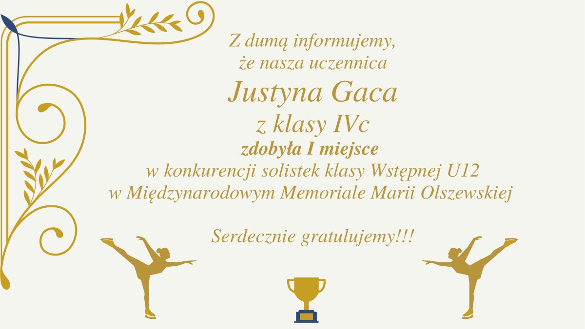 Gratulacje dla Justyny Gacy