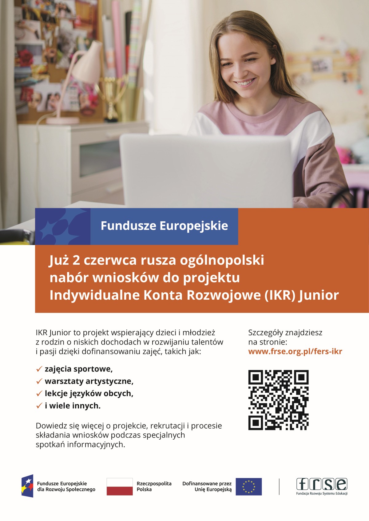 Plakat dotyczący naboru do projektu pn. Indywidualne Konta Rozwojowe (IKR) Junior.