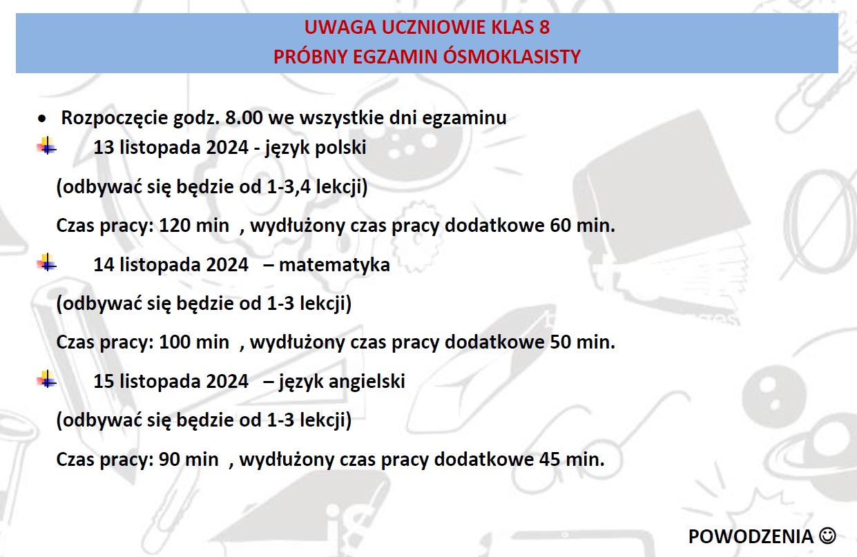 Próbny egzamin ósmoklasisty - informacje