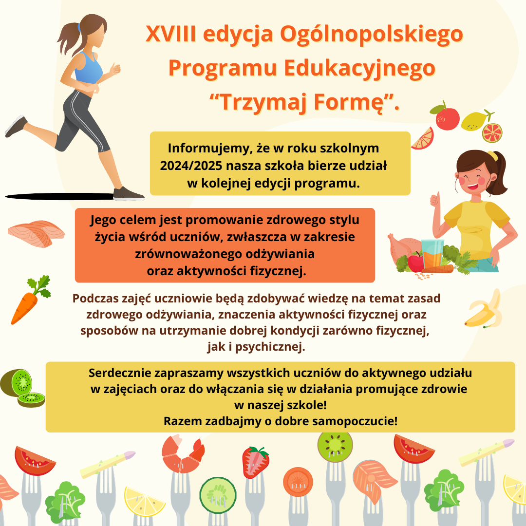 Program Trzymaj formę" - plakat informacyjny dotyczący 18 edycji programu