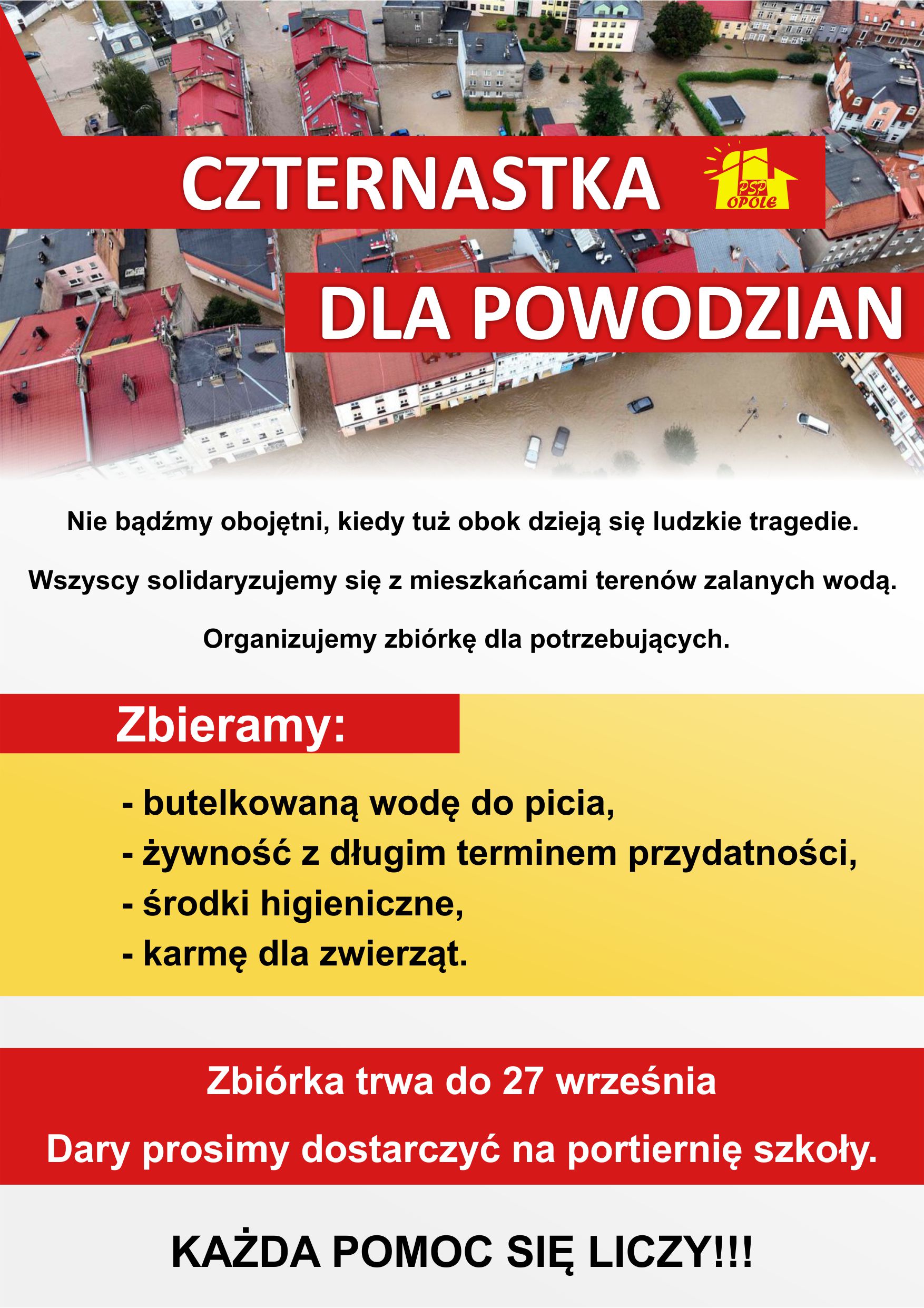 Zbiórka dla powodzian - plakat