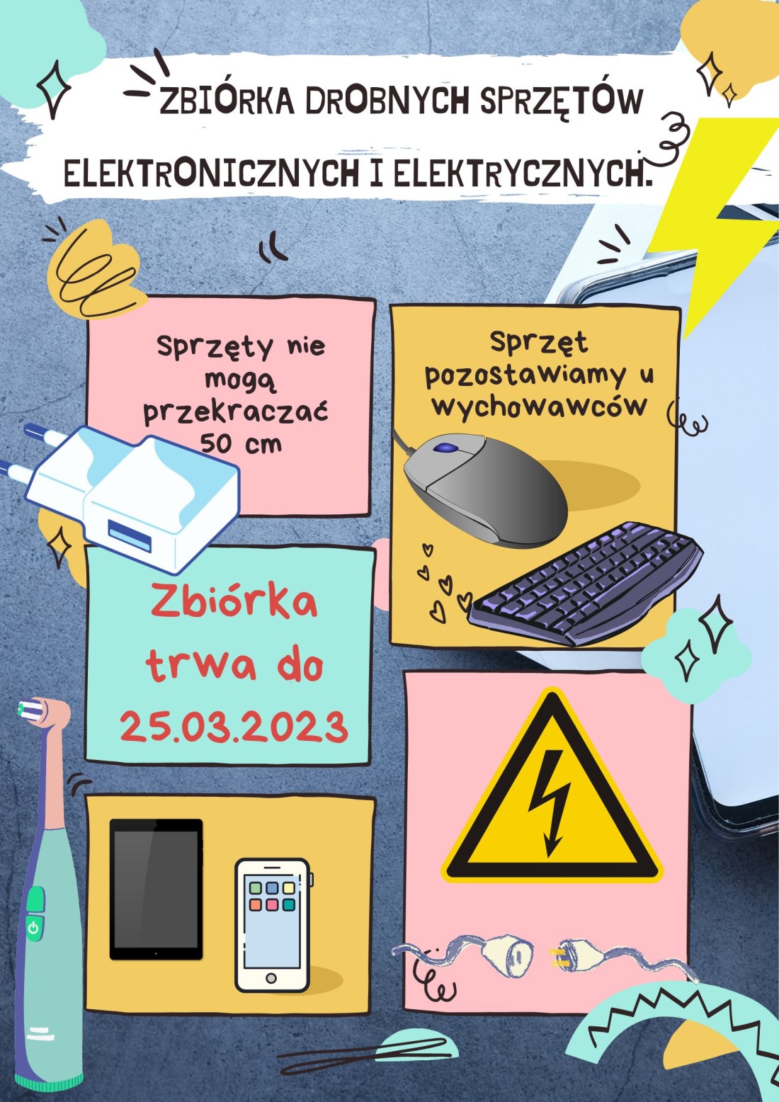 Zbiórka elektroniki - plakat informacyjny