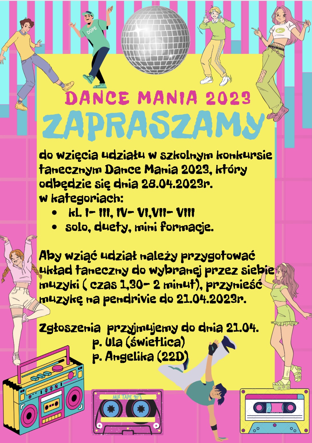 Dance Mania 2023 - plakat informacyjny - konkurs taneczny