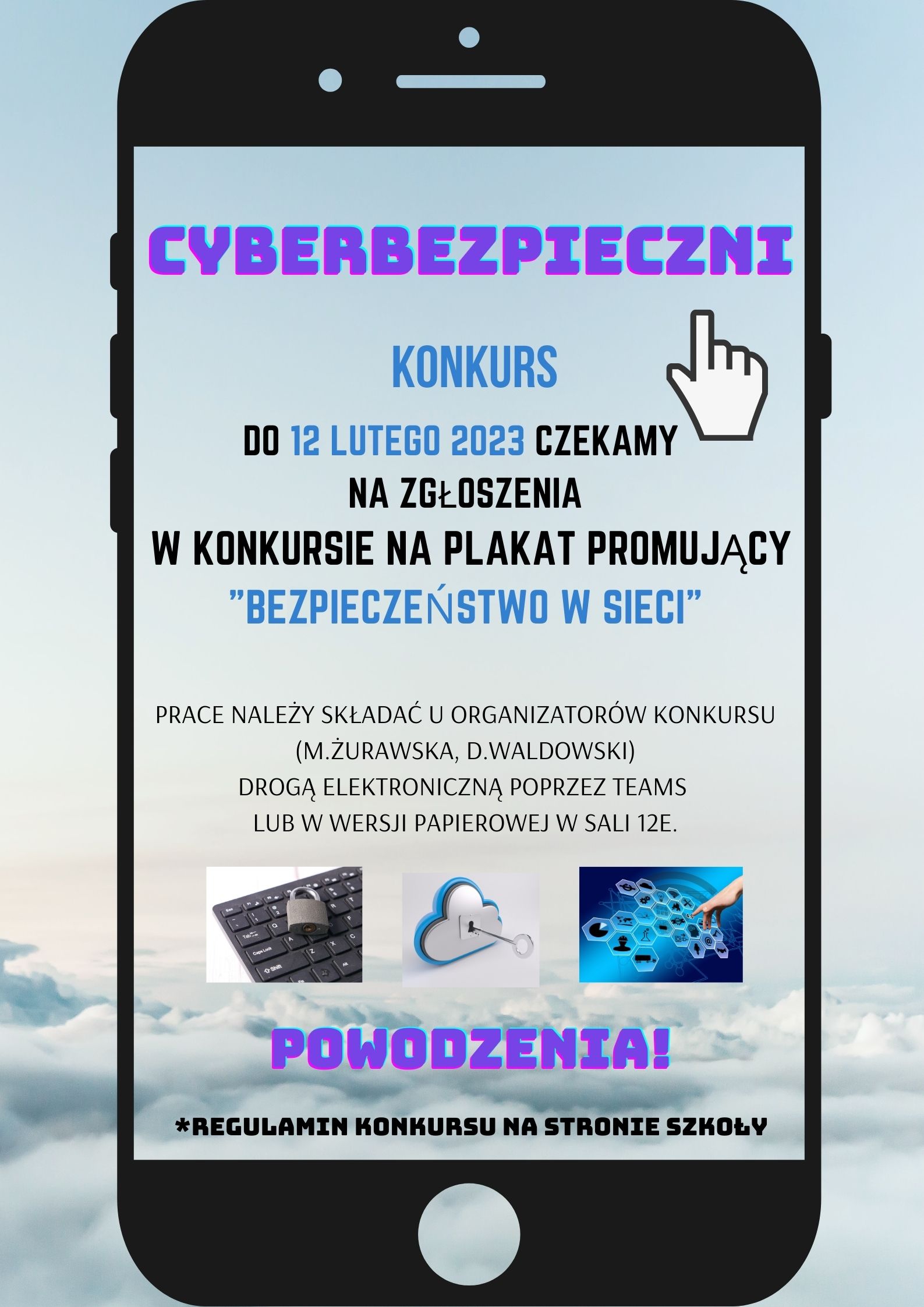Konkurs - Cyberbezpieczni - plakat na konkurs o bezpieczeństwie w sieci