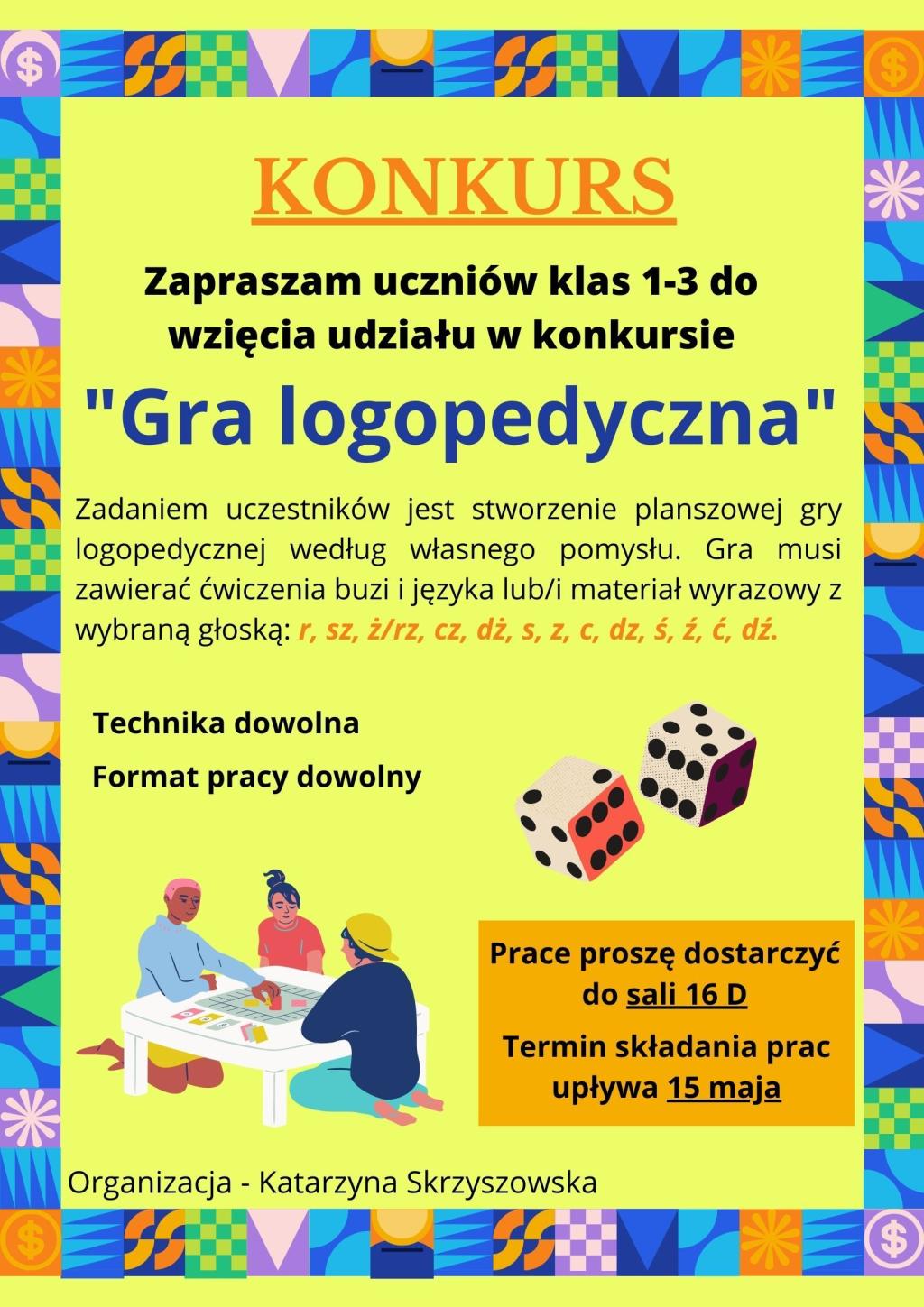 Planszowa gra logopedyczna - konkurs logopedyczny