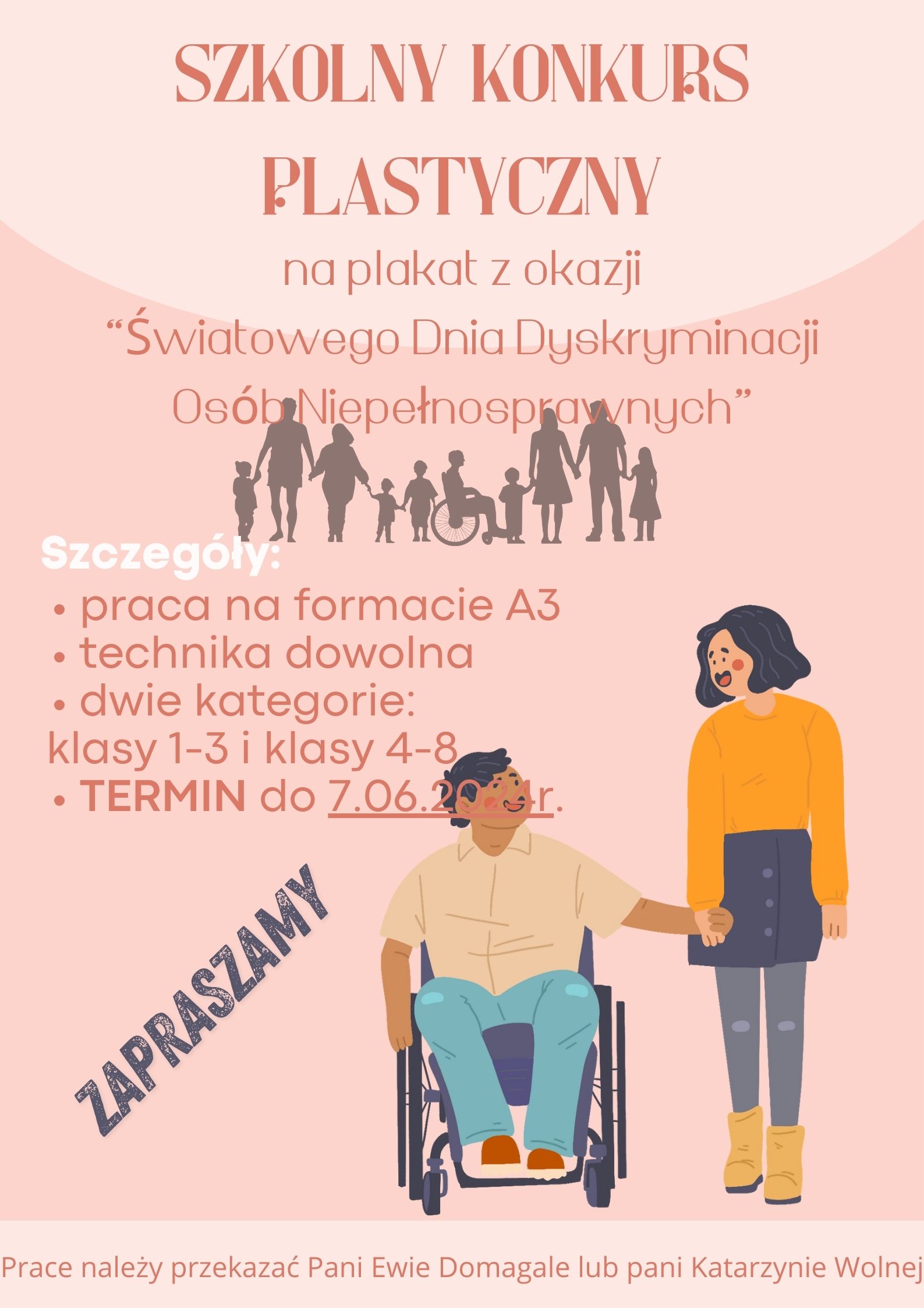 Plakat - konkurs plastyczny w temacie dyskryminacji osób niepełnosprawnych