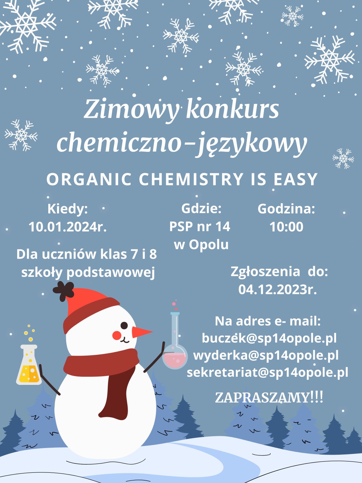 Konkurs chemiczny - plakat informacyjny