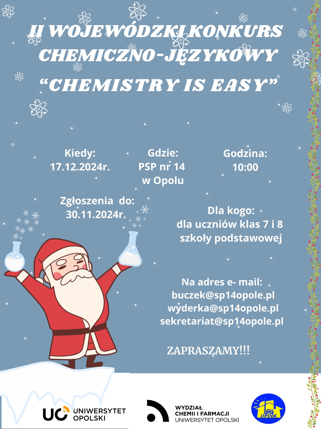 Konkurs chemiczno-językowy - plakat