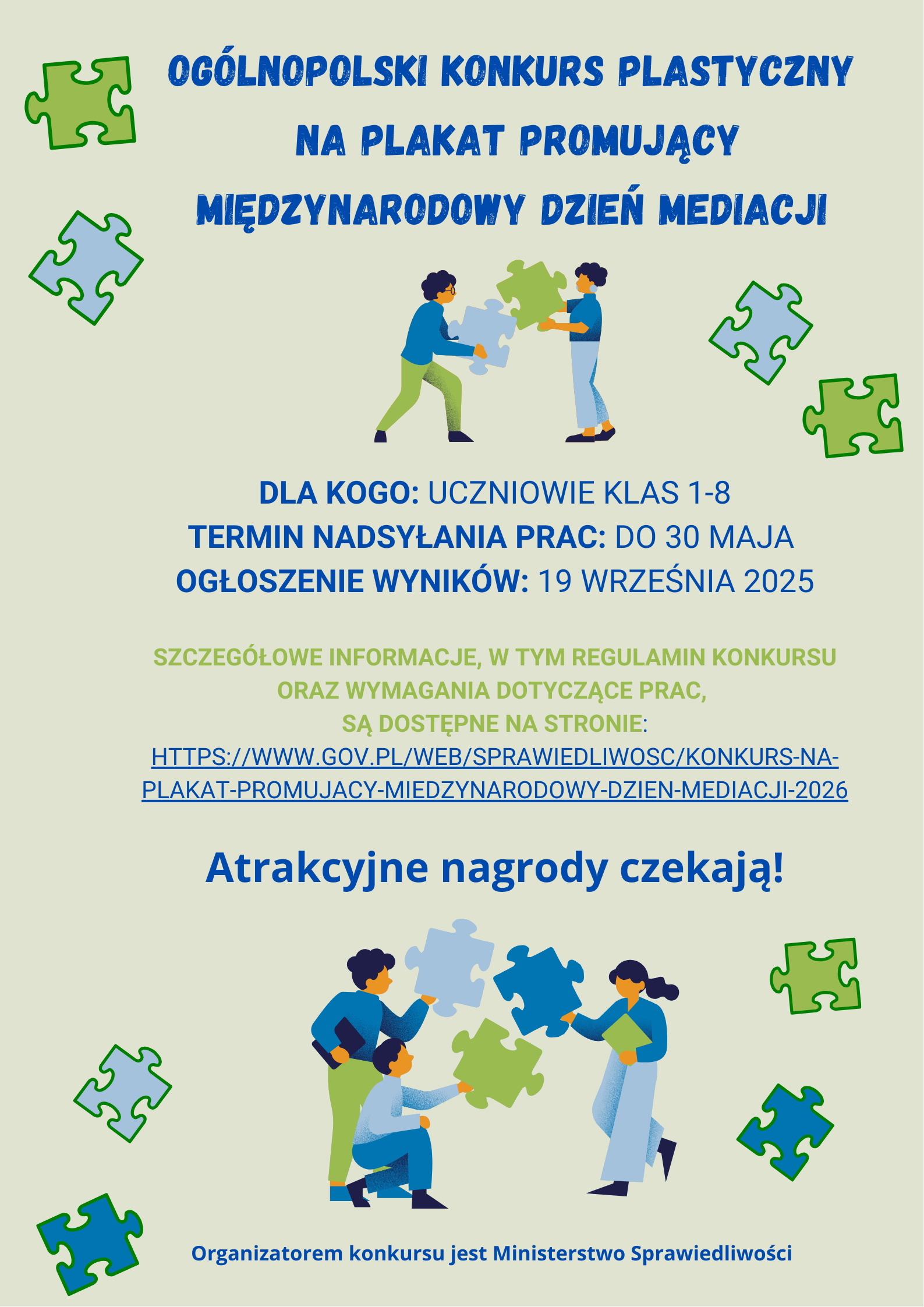Plakat promujący ogólnopolski konkurs plastyczny - Mediacje